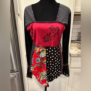 Hand Jive Women's Multicolor Patchwork Tunic Top